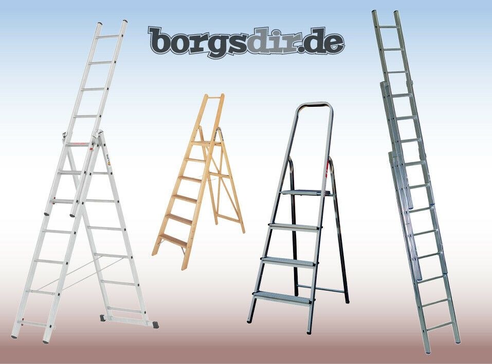 Leiter Aluminium Holz klappbar teleskopierbar mieten bei Borgsdir