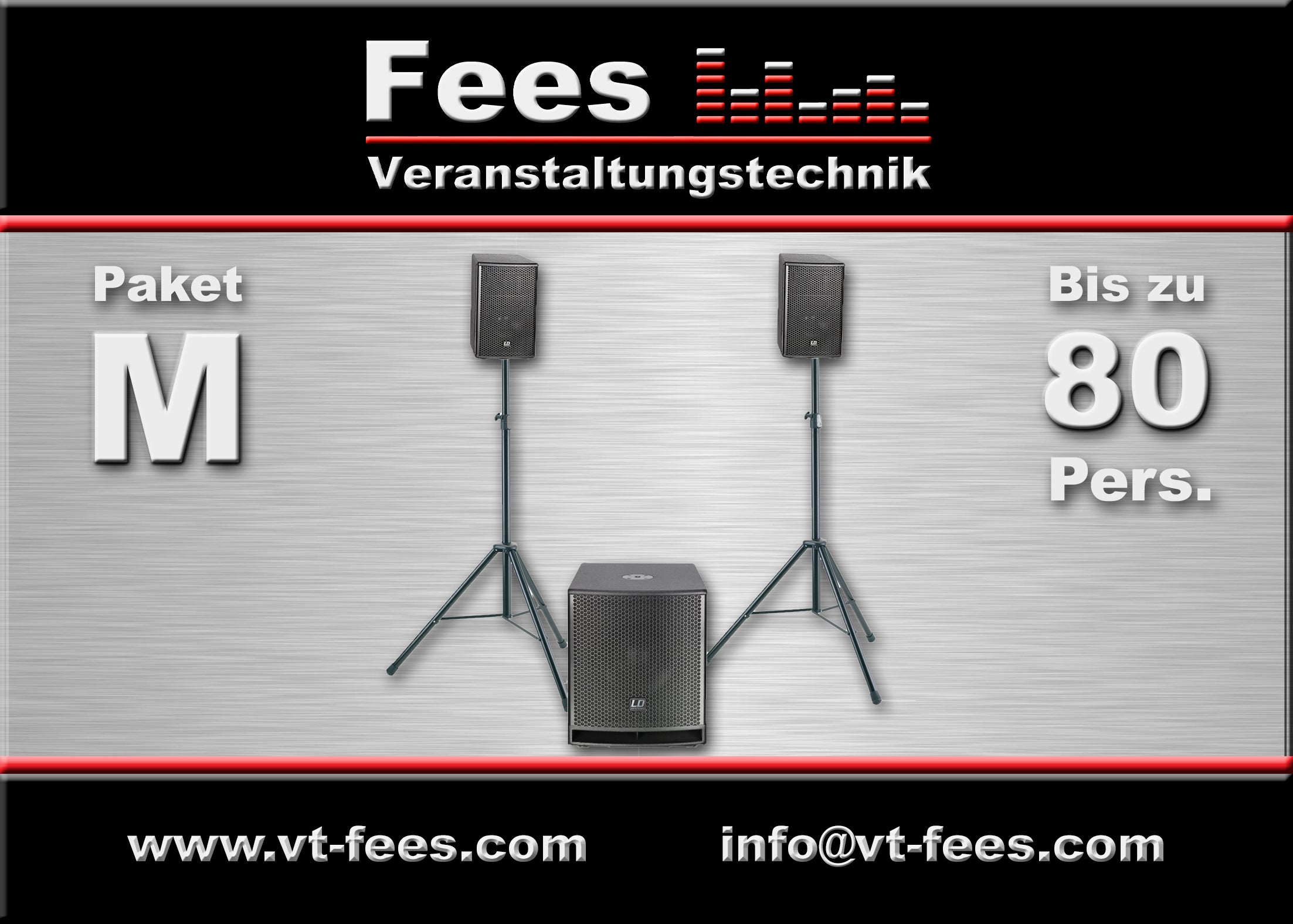 Komplettpaket, PA Anlage, Tonanlage zu Mieten für 80 Personen von LD Systems
