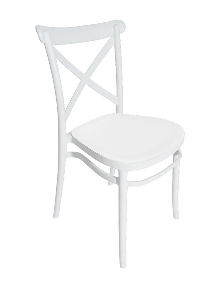 Hochzeitsstuhl Crossback Weiss Stuhl mieten bei Real Event Music