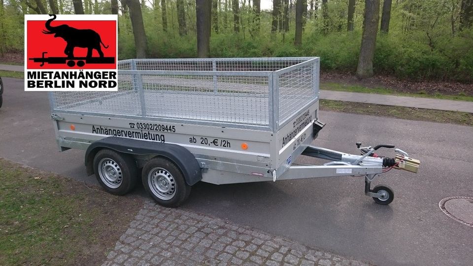 PkW Anhänger offener Kasten Laubgitter 2t mieten in Hennigsdorf