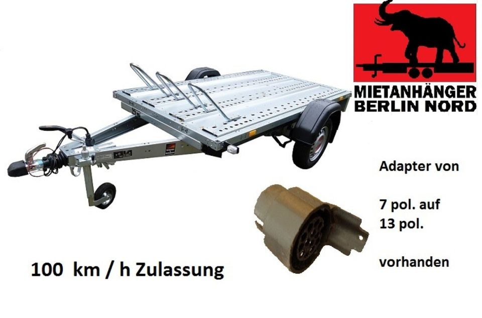 Motorradanhänger gebremst Motorradtrailer mieten in Hennigsdorf