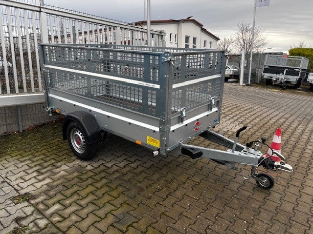 gebremster Einachser Tieflader mit Gitteraufsatz 2,51x,1,28x1,00m - 1300 kg Anhänger – 2