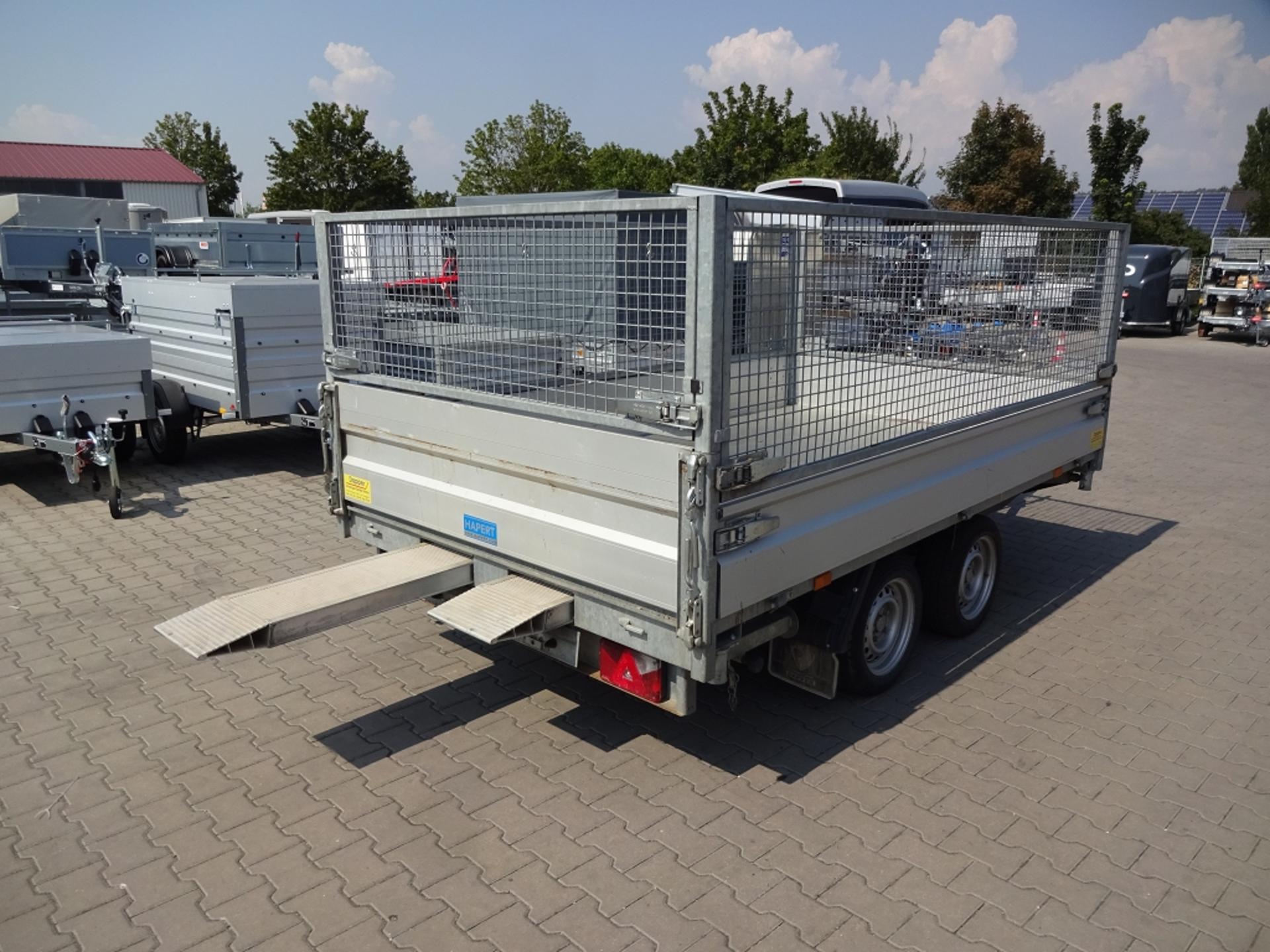 gebremster Hochlader elektrischer Dreiseitenkipper mit Gitteraufsatz 3,05x1,80x1,05m- 2700kg Anhänger – 3