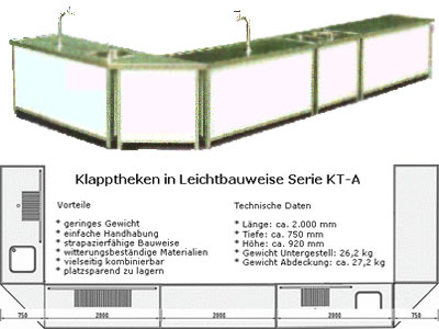 mobile Profi Zapftresen Strecke Maße: (L) 750 x (T) 275 x (H) 92 cm klappbar, Fa mieten