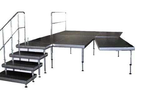 Nivtec Bühne 6x4m Nutzgröße: 6x4m Höhe: 90-140cm o. 40cm, mit Sicherheitsgelände mieten