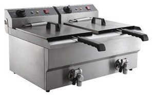 elektr. Doppel Friteuse 2 x 10 Liter 2 Becken mit Ablasshahnl; Heizspirale abkla mieten