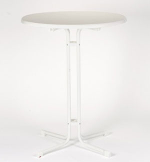 Stehtisch Typ "Dart" (Ø) 85cm x (H) 110cm, Farbe: weiß mit Schirmloch mieten