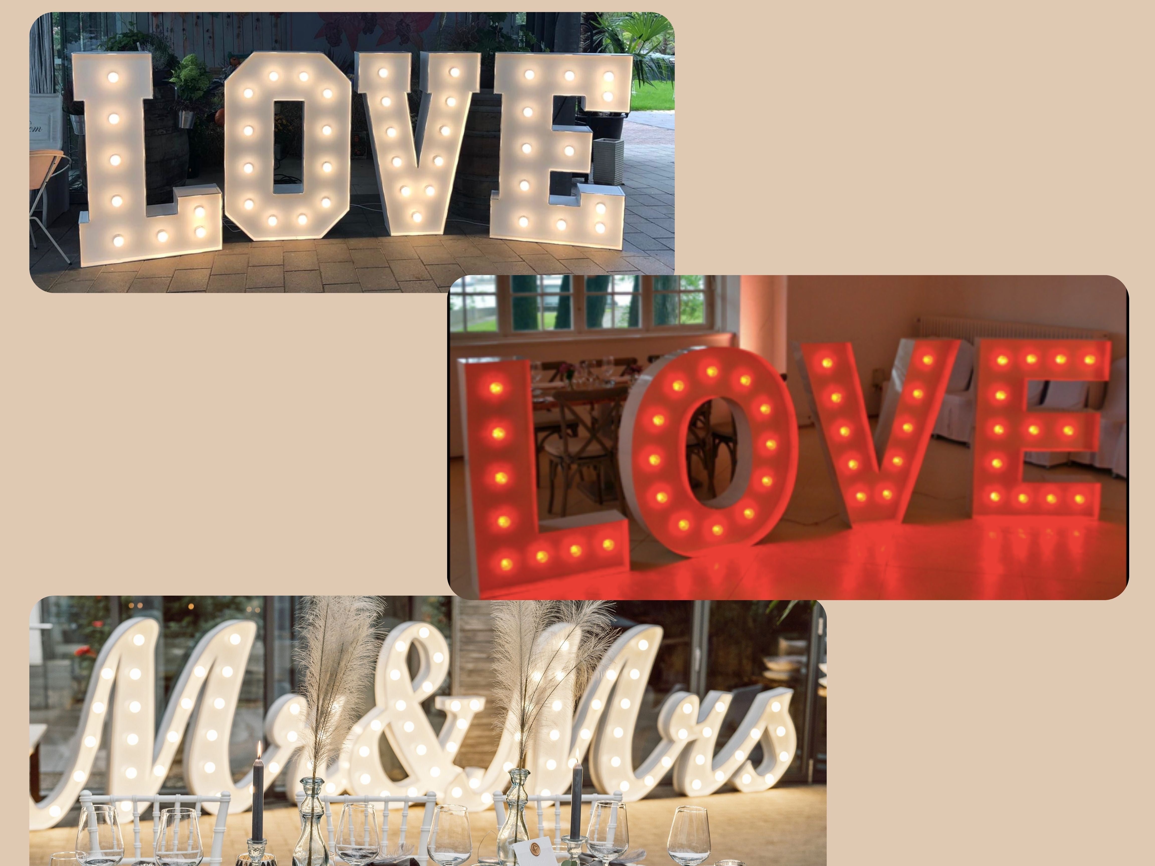 XXL LED Love Buchstaben, Mr & Mrs Buchstaben, Love Letters, Leuchtbuchstaben, Mr&Mrs Buchstaben, Farbwechsel Buchstaben