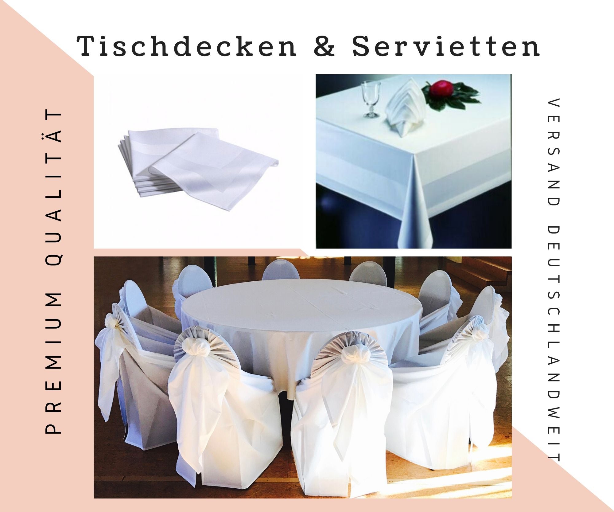 Servietten, Tischdecken rund, Tischdecken eckig, versch. Farben, Tischdecken für Banketttische, Tischdecke eckig 130x170cm, Tischdecke eckig 130x190cm, Tischdecke 130x220cm, Tischdecken farbig bodenla