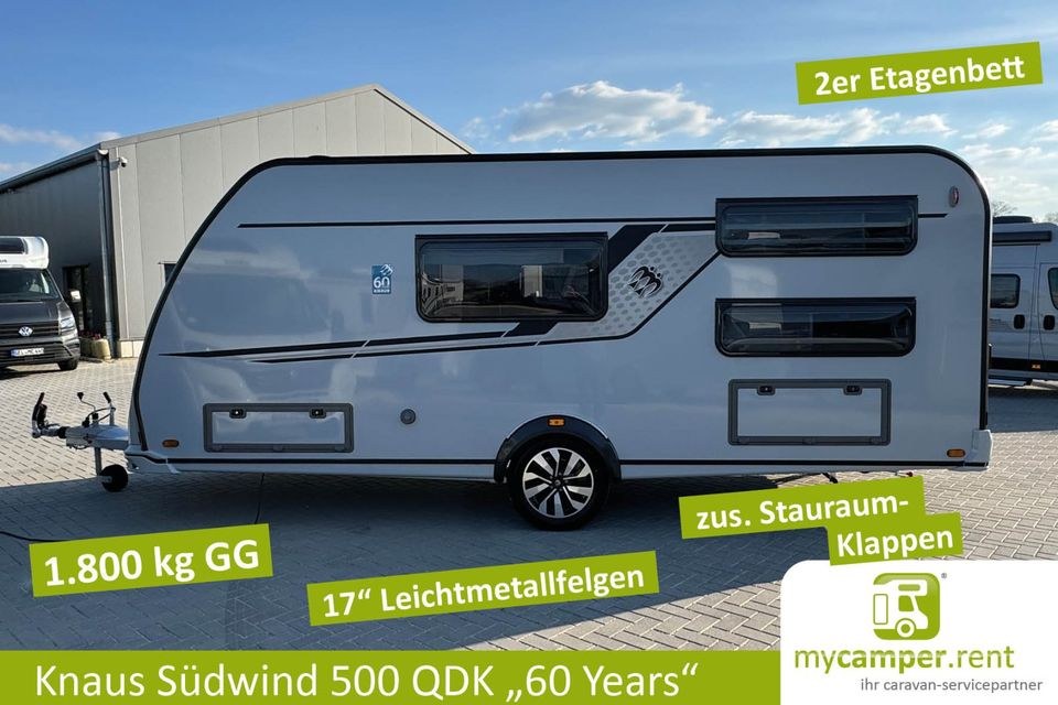 Familien Wohnwagen 3er Etagenbett Knaus Südwind mieten bei mycamper – 3