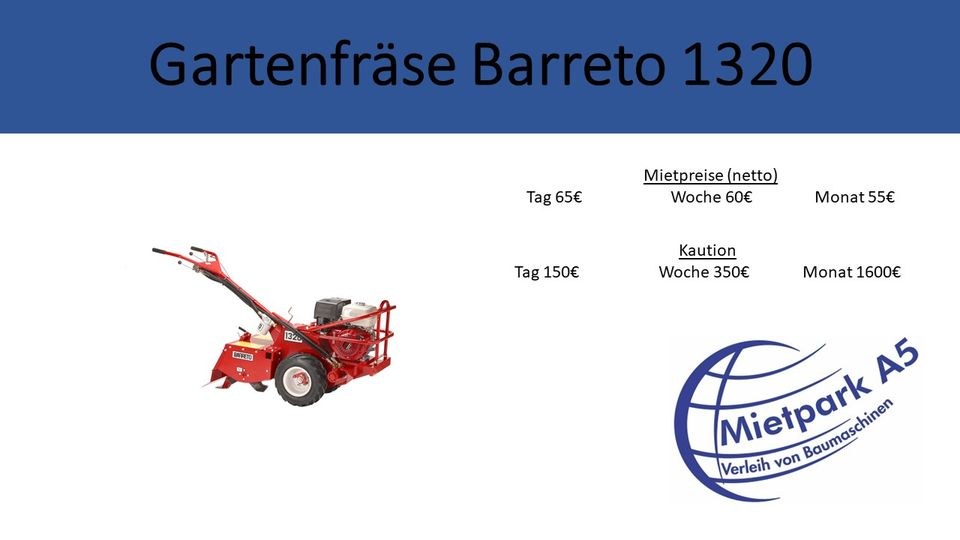 Mietpark A5 BARRETO 1620B Gartenfräse mieten bei Mietpark A5