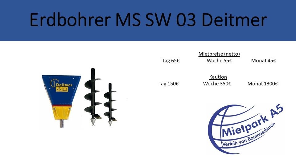 Mietpark A5 MS SW 03 Deitmer DGA 400 Erdbohrer mieten bei Mietpark A5