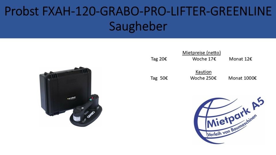 Probst FXAH 120 GRABO PRO LIFTER GREENLINE mieten bei Mietpark A5