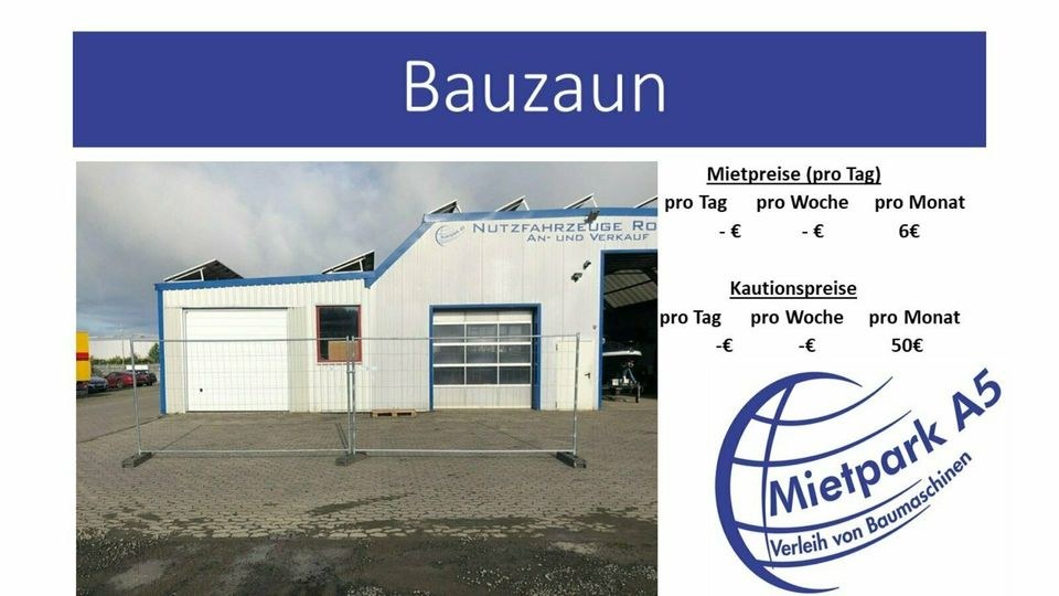 Bauzaun Mobilzaun 3,40 x 2 Meter mieten in Mücke – für die Baustelle
