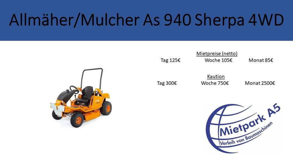Mietpark A5 Allmäher Mulcher AS 940 Sherpa 4WD mieten bei Mietpark A5