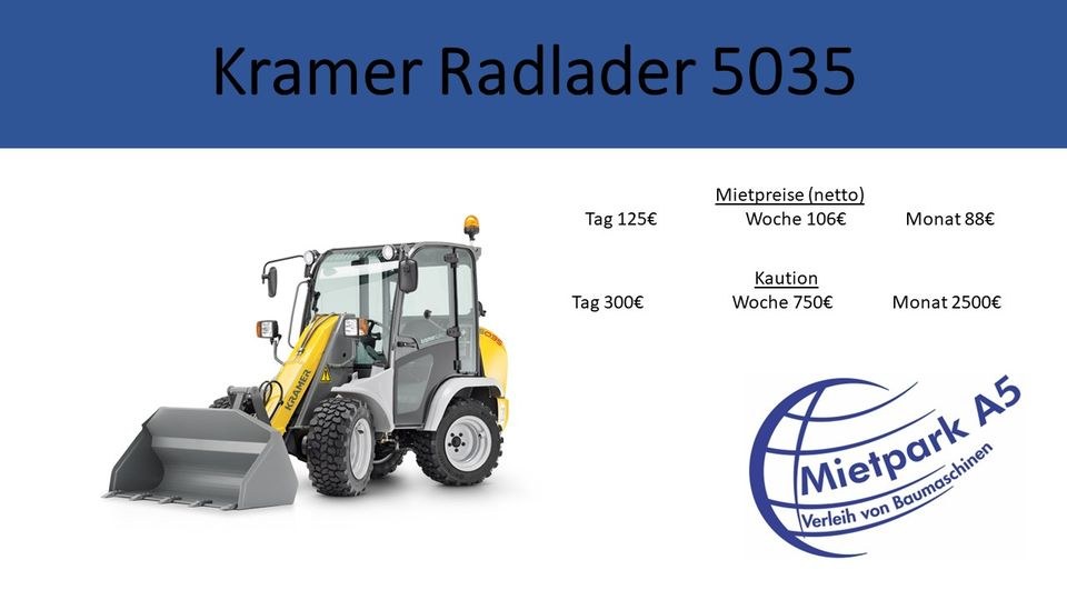 Mietpark A5 Kramer Radlader 5035 Baumaschine mieten bei Mietpark A5