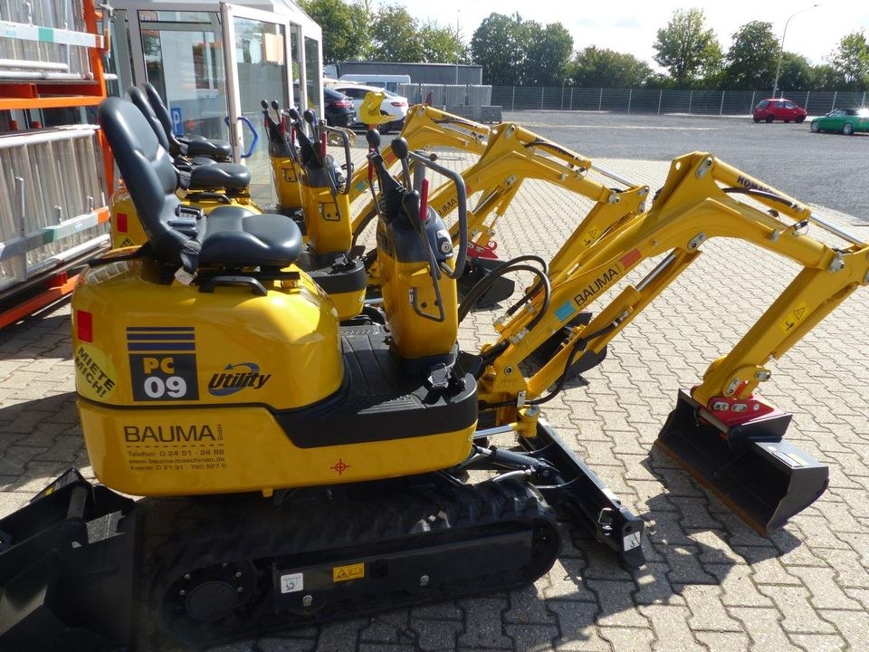 Minibagger 1to mieten bei Bauma – für Garten, Einfahrt & Fundament