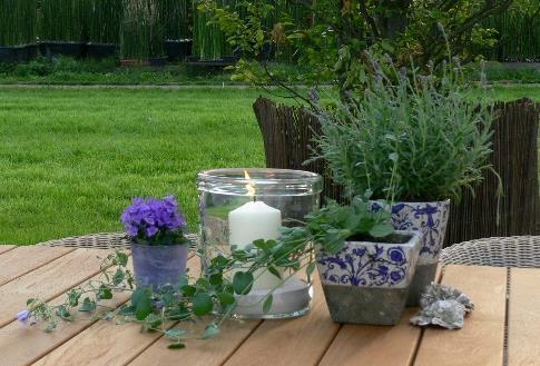 Blumen oder Kräuter im Kolonialvase
