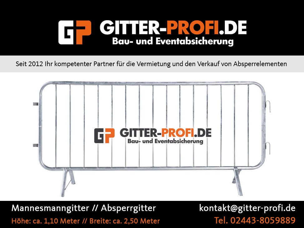 Absperrgitter - Mannesmanngitter - Drängelgitter 2,5m. mieten