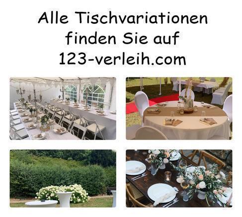 VERSCHIEDENE Tische Holztische Crossback Hochzeittische Biertischgarnituren mieten