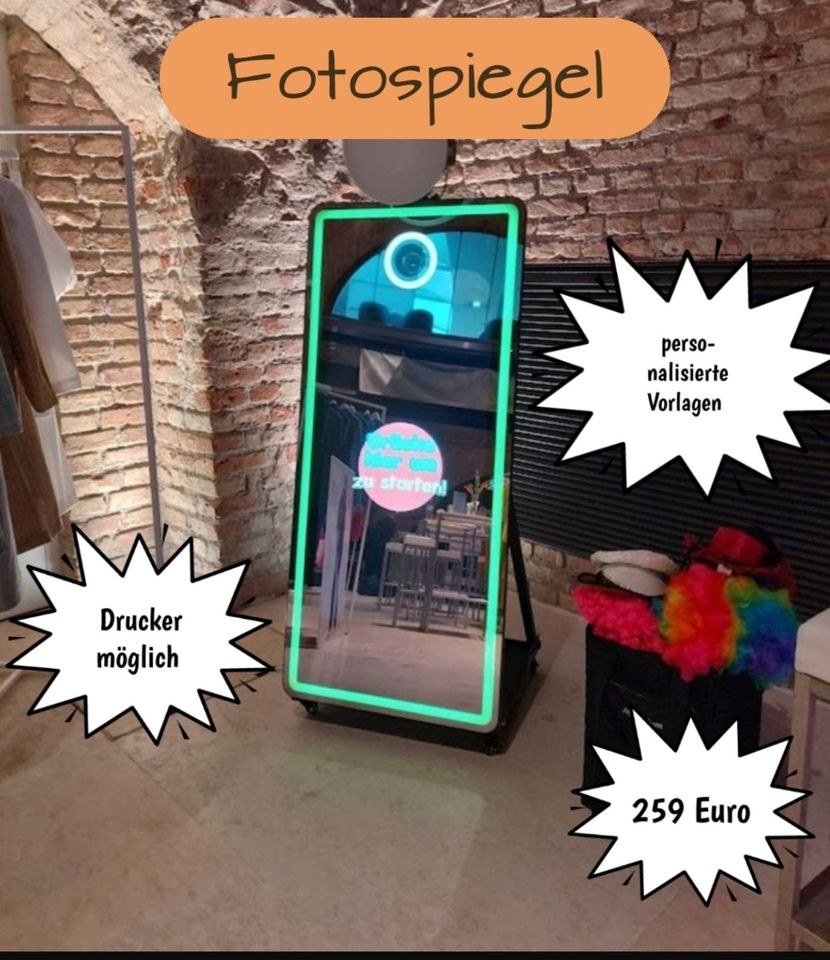 Fotobox Fotospiegel Magic Mirror mieten bei Vermietung Flachsbarth