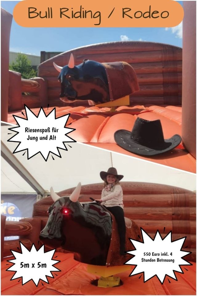 Rodeo Bullriding Hau Lukas Hüpfburg Boxautomat mieten in Tottleben