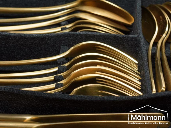 5tlg. Goldenes Besteck/ Menübesteck/ Hochzeitsbesteck - Vintage Hochzeit - Goldbesteck - Versand – 2