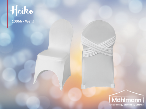 Stuhlhusse/ Überzug mit gekreuztem Stoffband - weiß - Elasthan - Hochzeit - Event - Versand