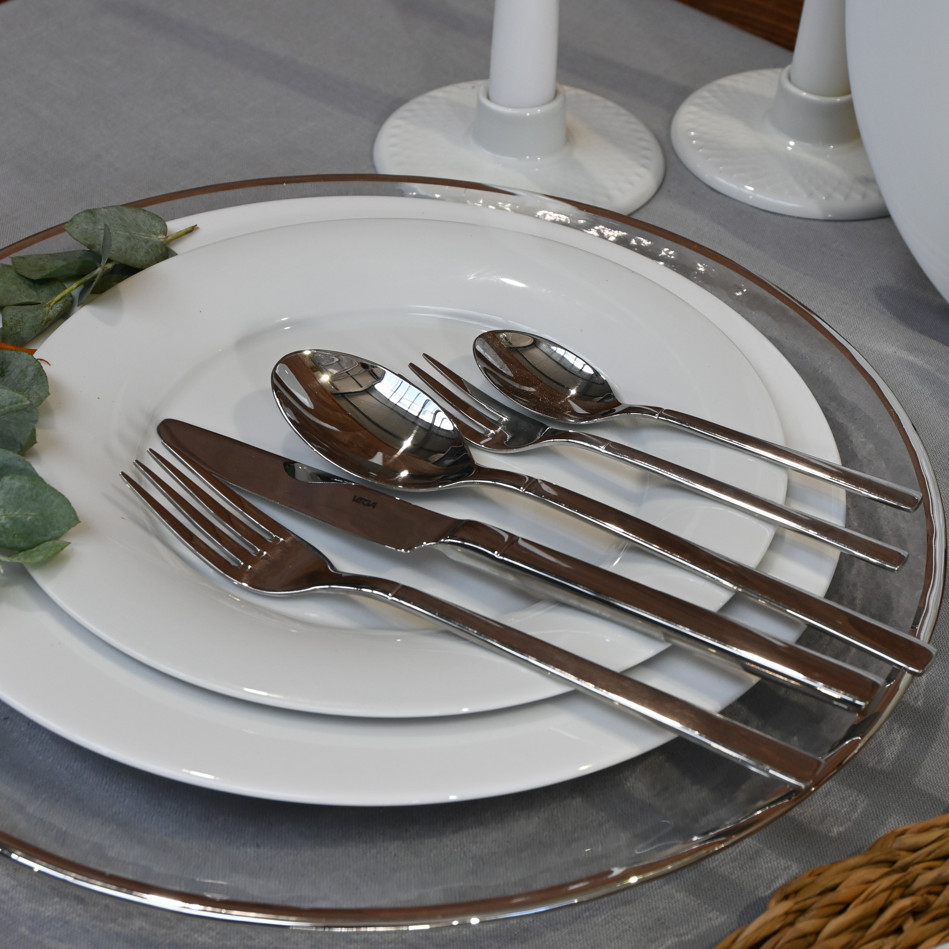 5tlg. Besteck/ Menübesteck/ Hochzeitsbesteck - Silber - extravagant - Hochzeit & Event - Versand
