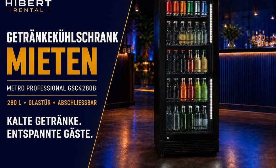 GETRÄNKEKÜHLSCHRANK 280l 60x50x160 LED mieten bei Hibert Rental