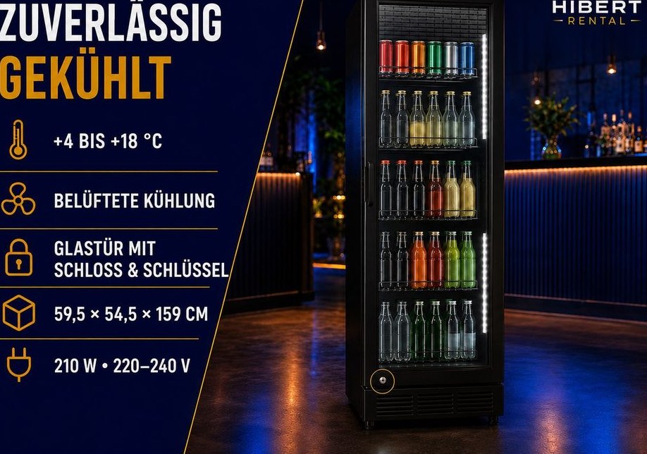 GETRÄNKEKÜHLSCHRANK 280l 60x50x160 LED mieten bei Hibert Rental – 4