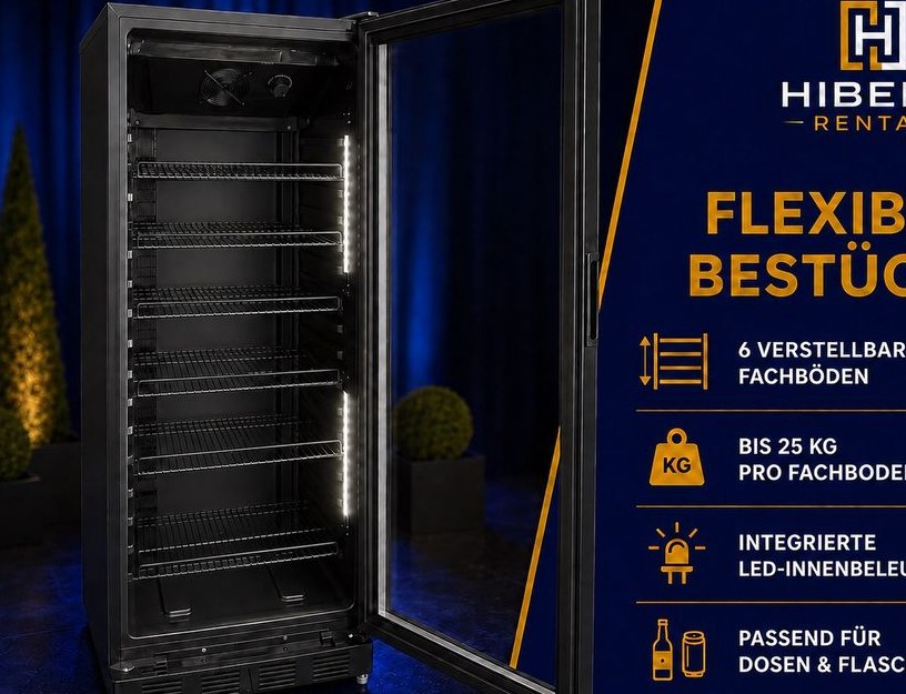 GETRÄNKEKÜHLSCHRANK 280l 60x50x160 LED mieten bei Hibert Rental – 3