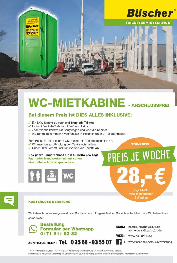 Toilette - BAU-WC mieten in Heek bei Matthias Gehling