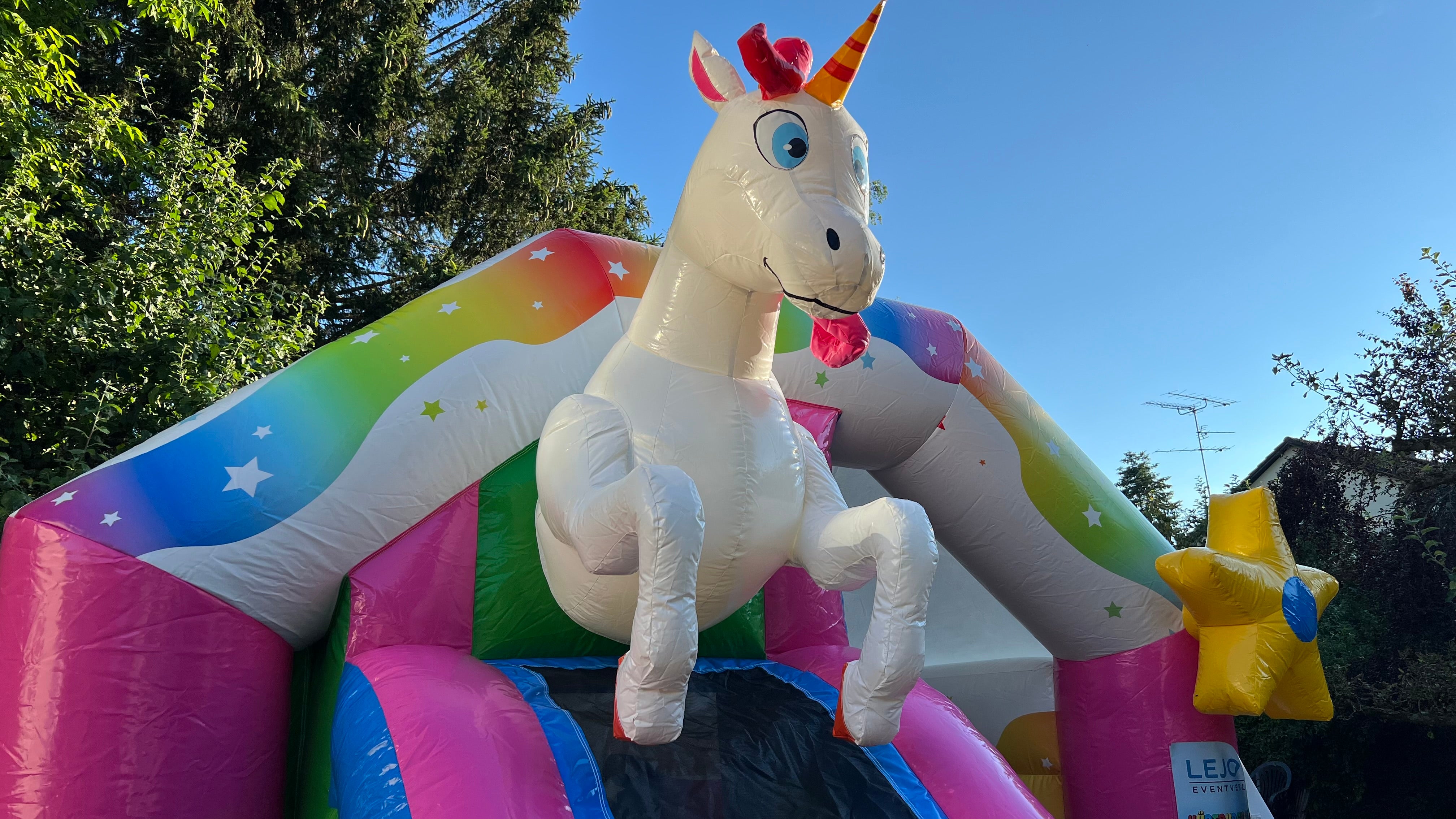 Hüpfburg Einhorn mit Rutsche zu vermieten – 4
