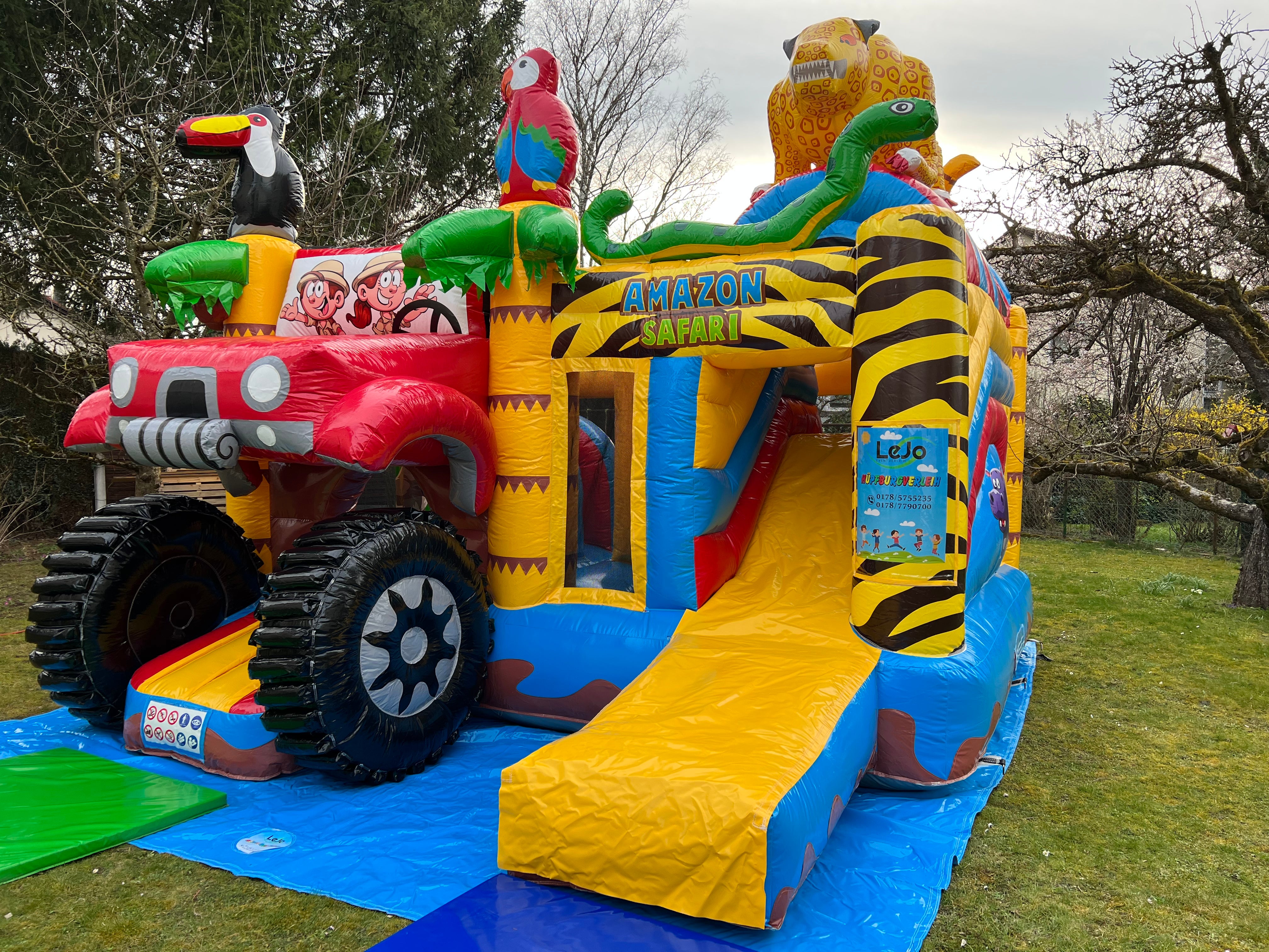 Hüpfburg Safari Multiplay mit Rutsche mieten – 3