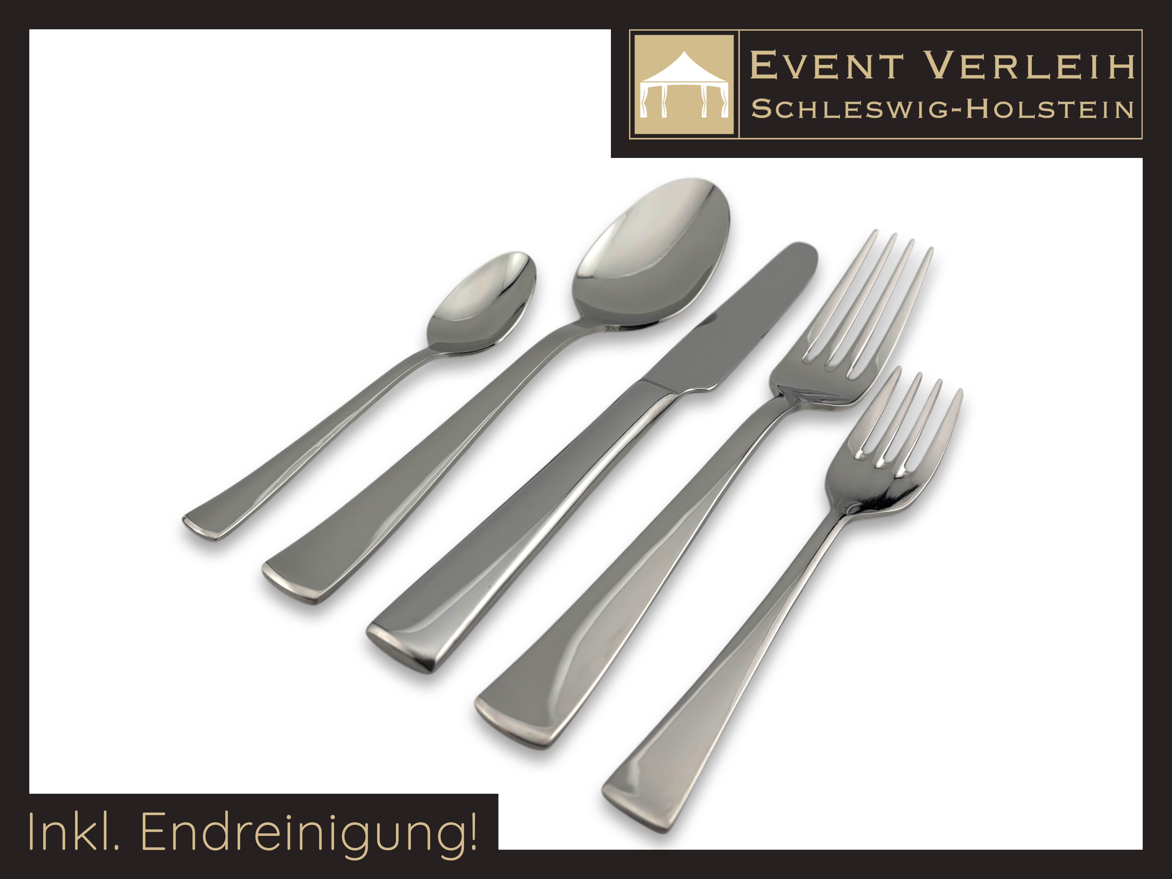Besteckverleih Tafelbesteck für Events mieten (Silber, Edelstahl, hochpoliert)