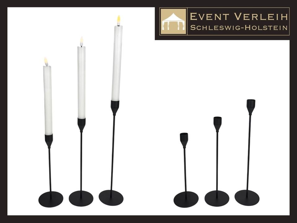 Kerzenhalter 3er Set Schwarz Gold Silber mieten in Kiel – 3
