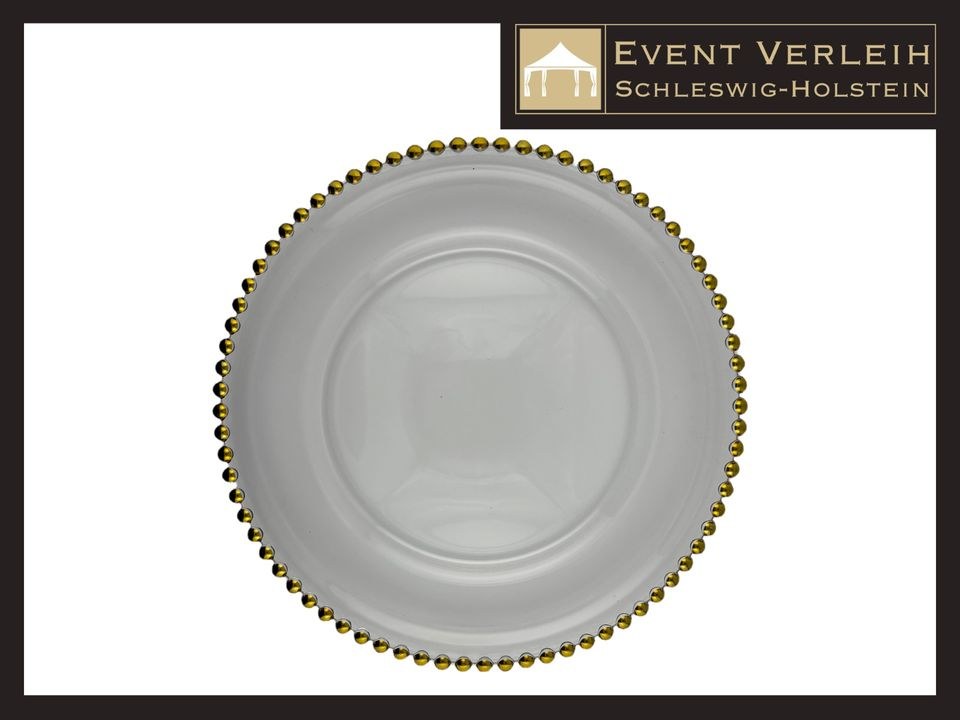 Platzteller Holz Glas Gold Silber Deko in Kiel mieten – Eventverleih – 3