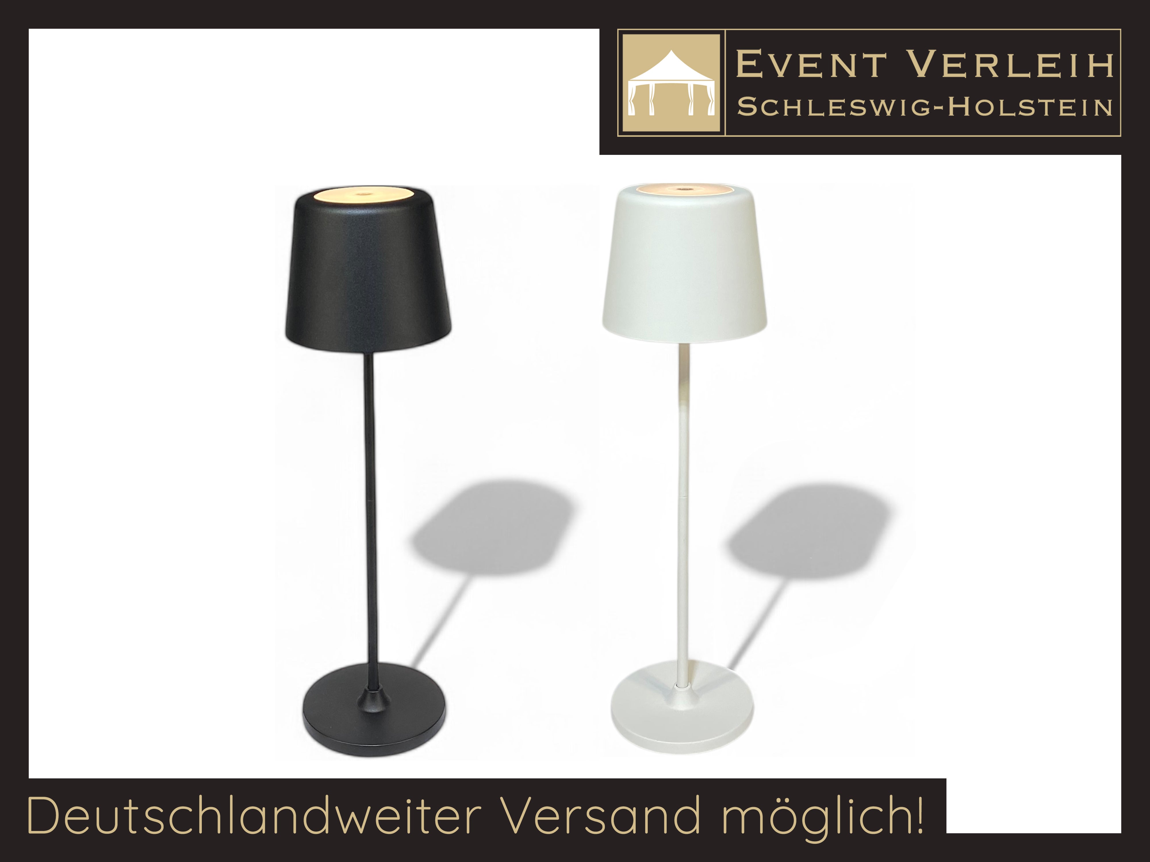 Moderne Akku-Tischlampen für Events mieten beim Eventverleih SH (Akku-Tischleuchten)