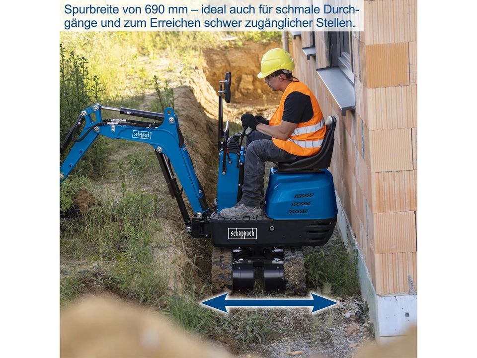Minibagger Benzin Bagger Scheppach mieten bei Skyline Rental – 3
