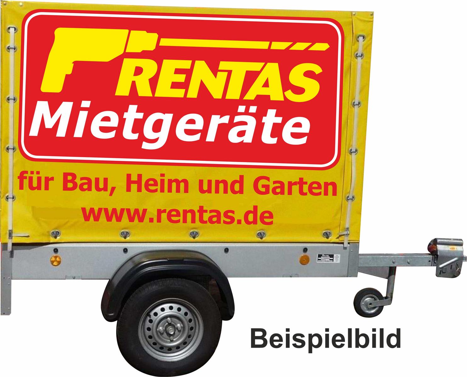 Anhänger mit Plane, zul. GG 700 kg, Nutzlast max. 500 kg, Ladefläche 2 x 1 m