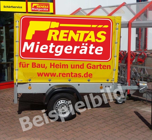 Anhänger mit Plane, zul. GG 700 kg, Nutzlast max. 500 kg, Ladefläche 2 x 1 m – 2