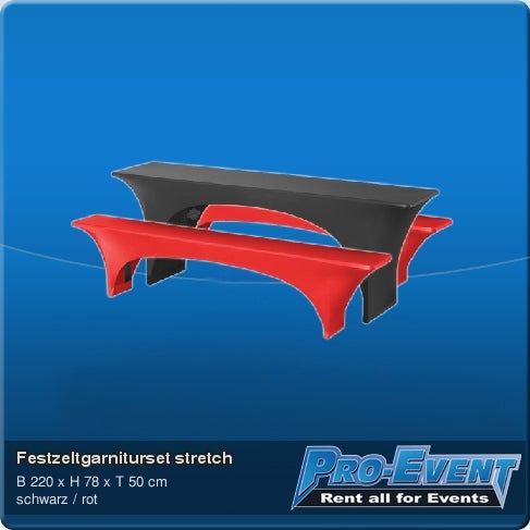 Festzeltgarniturset stretch rot/schwarz