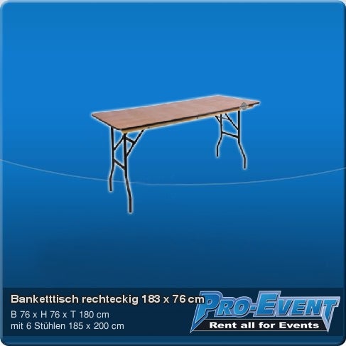 Banketttisch rechteckig 183cm
