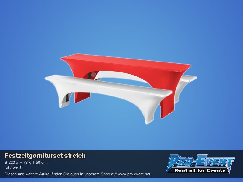 Festzeltgarniturset stretch weiß/rot – 2