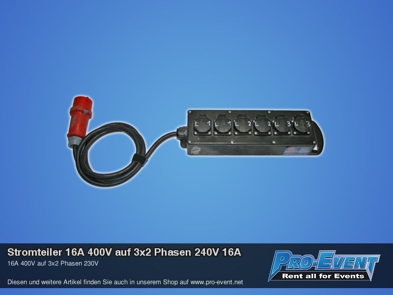 Stromteiler 16A 400V auf 3x2 Phasen 240V 16A – 2