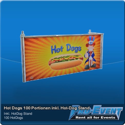 Hot Dogs 100 Portionen inkl, Hot-Dog Stand
