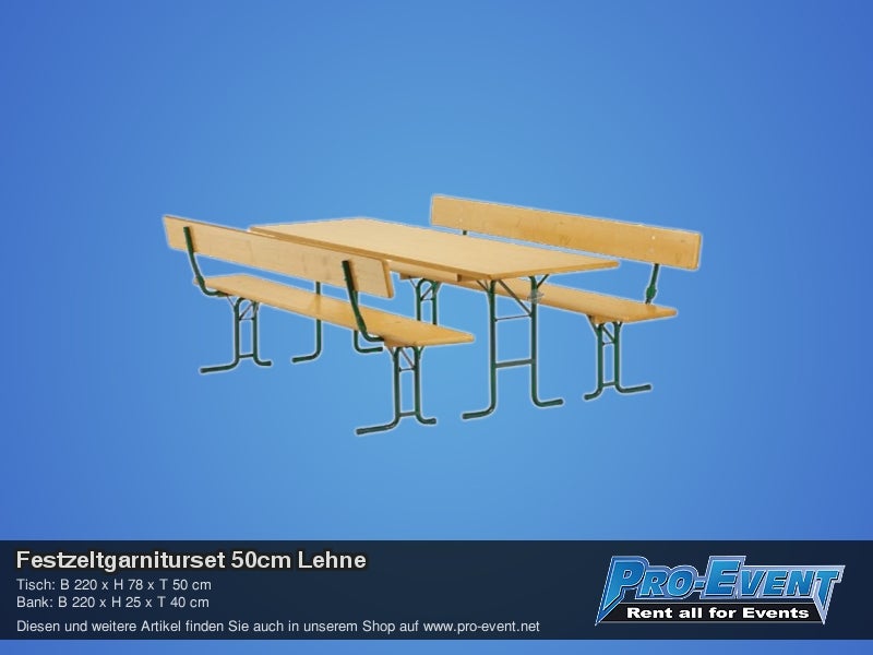 Bierzeltgarniturset 50cm Lehne – 2