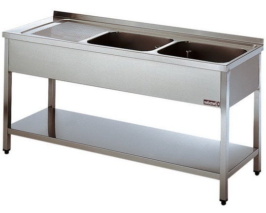 Spüle m. 2 Becken & Tropffläche