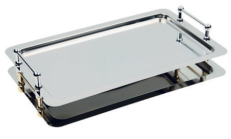 Serviertablett aus Edelstahl m. Griffe